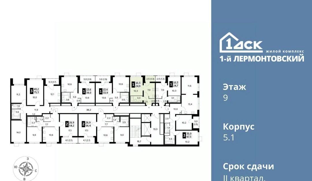 квартира г Москва метро Некрасовка ЖК 1-й Лермонтовский к 5. 1, Московская область, Люберцы фото 3