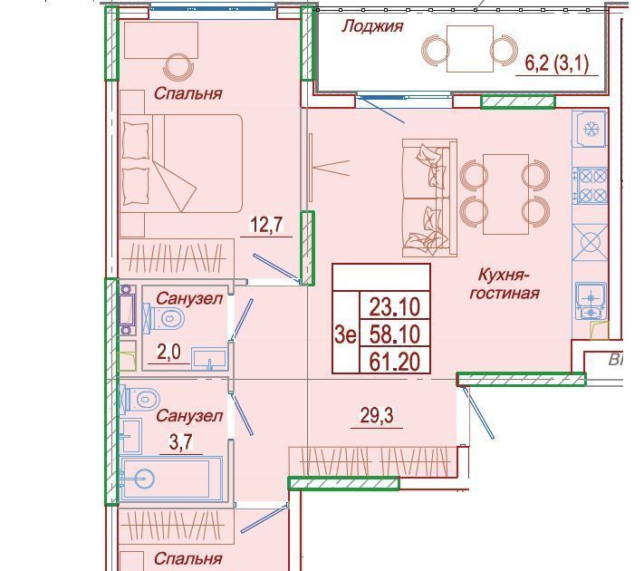 квартира р-н Анапский с Сукко ул Мирная 9к/1 муниципальное образование, Анапа фото 3