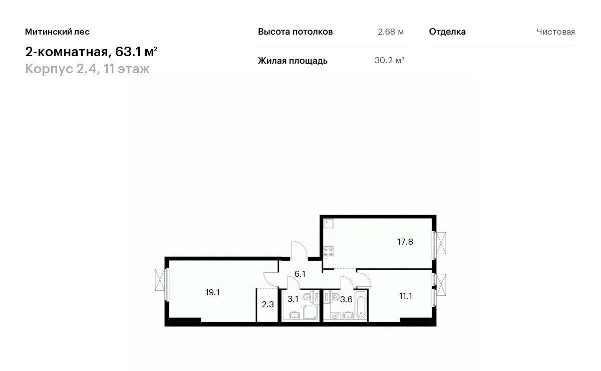 квартира г Москва район Митино ЖК Митинский Лес 2/4 направление Ленинградское (северо-запад) ш Пятницкое Северо-Западный ао фото 1