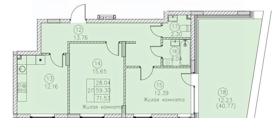 квартира г Казань городок Военный 33 Аметьево, 3 фото 1