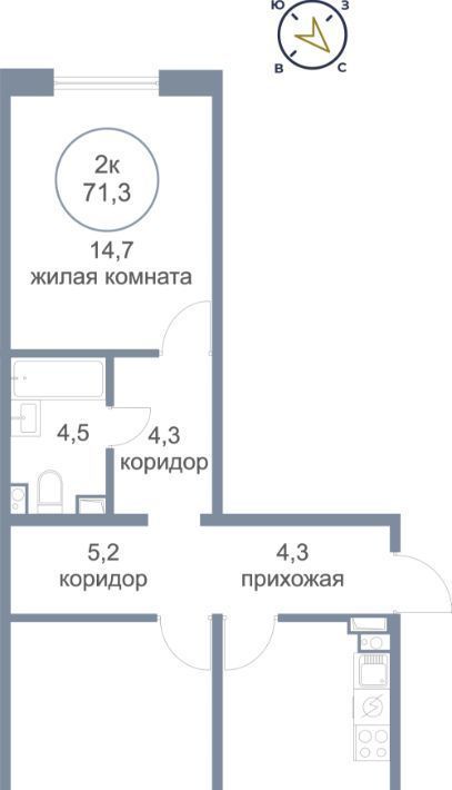 квартира г Сургут пр-кт Комсомольский 7 24-й фото 1