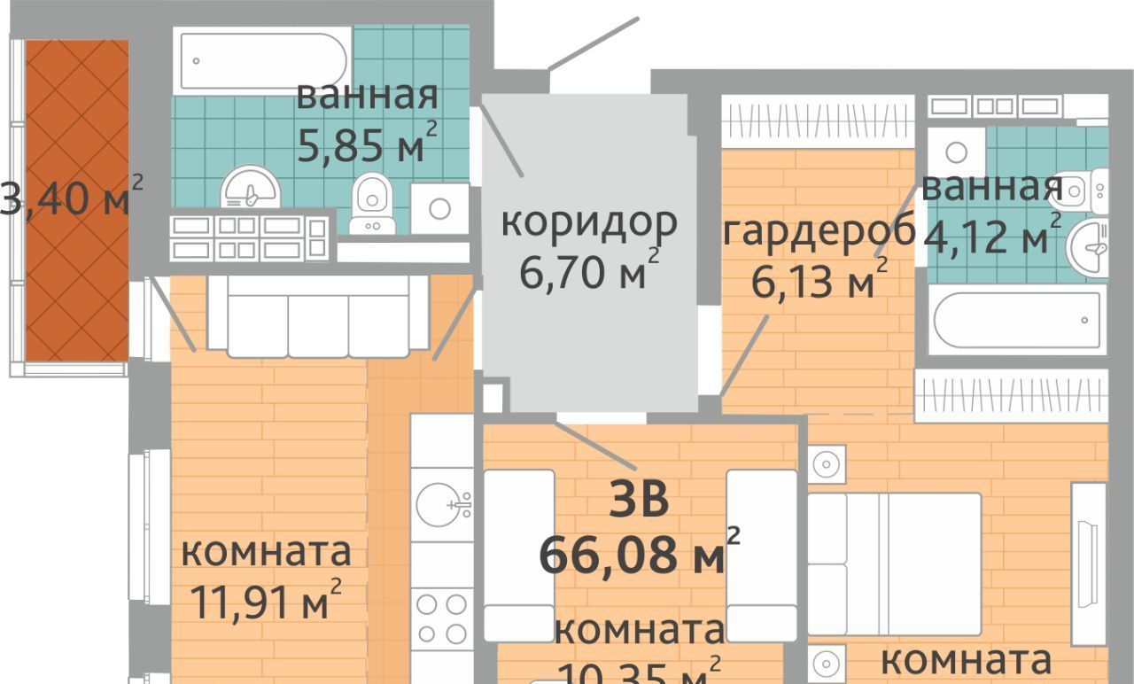 квартира г Екатеринбург р-н Верх-Исетский ВИЗ жилрайон, Семейный квартал Дружный жилой комплекс фото 1