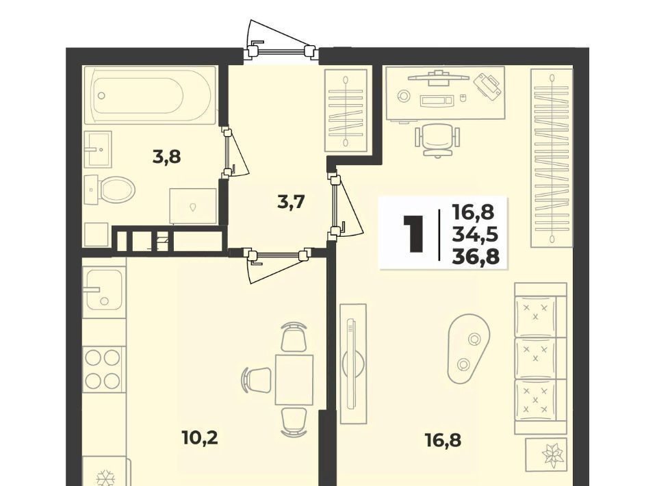 квартира г Краснодар р-н Прикубанский ЖК «Лето» фото 1