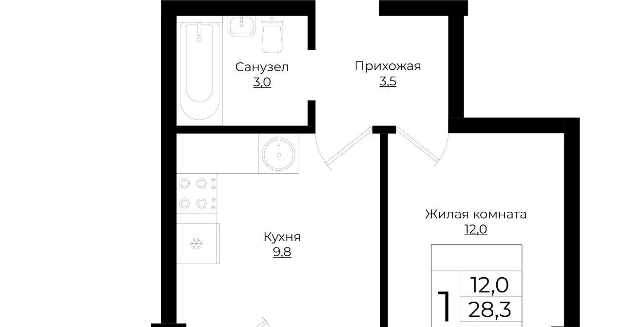 квартира г Краснодар р-н Прикубанский ЖК «Европа-Сити» фото 1