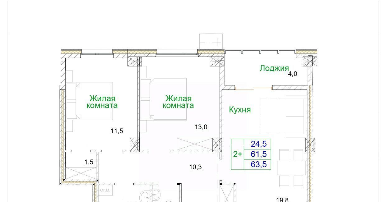 квартира г Старый Оскол микрорайон Космос 11 фото 1