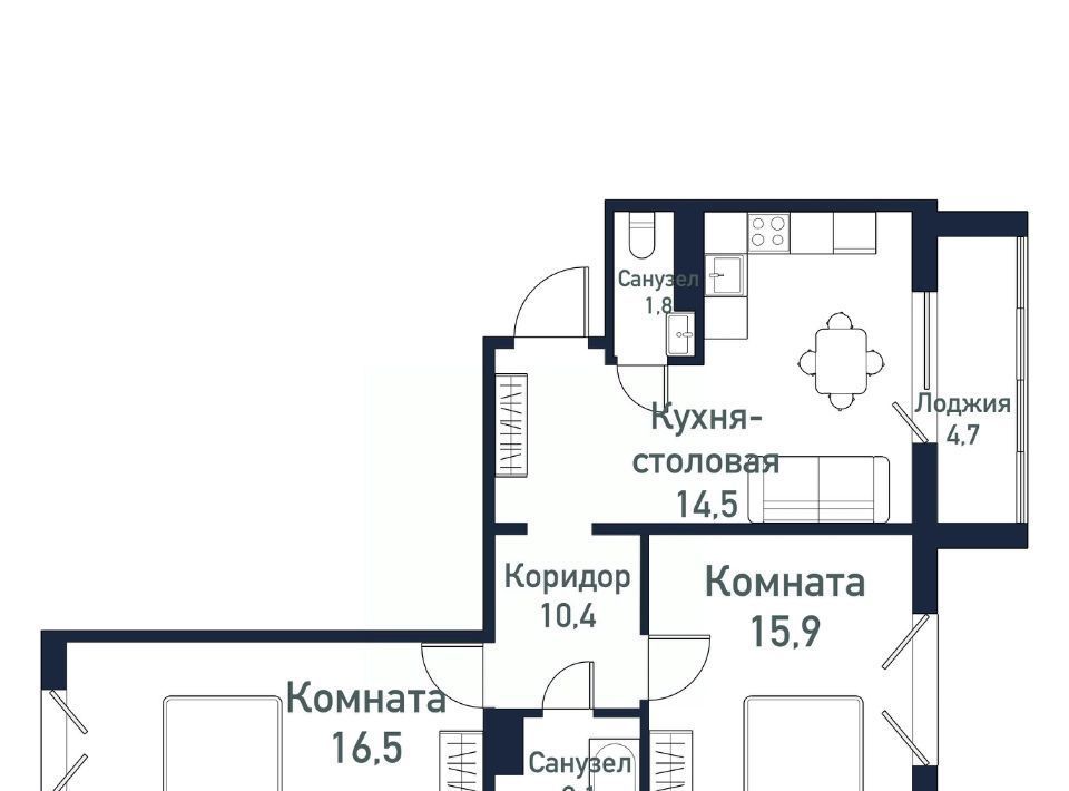 квартира р-н Сосновский п Западный микрорайон «Просторы» Кременкульское с/пос фото 1