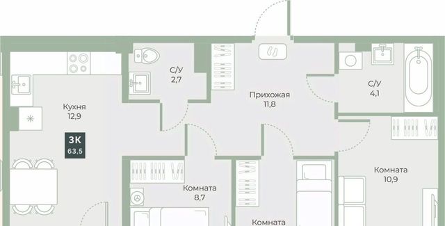 квартира мкр 6а п Заозерный жилрайон фото