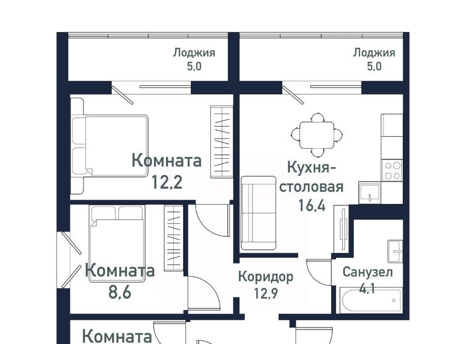 квартира р-н Сосновский п Западный р-н мкр Притяжение Кременкульское с/пос фото 1