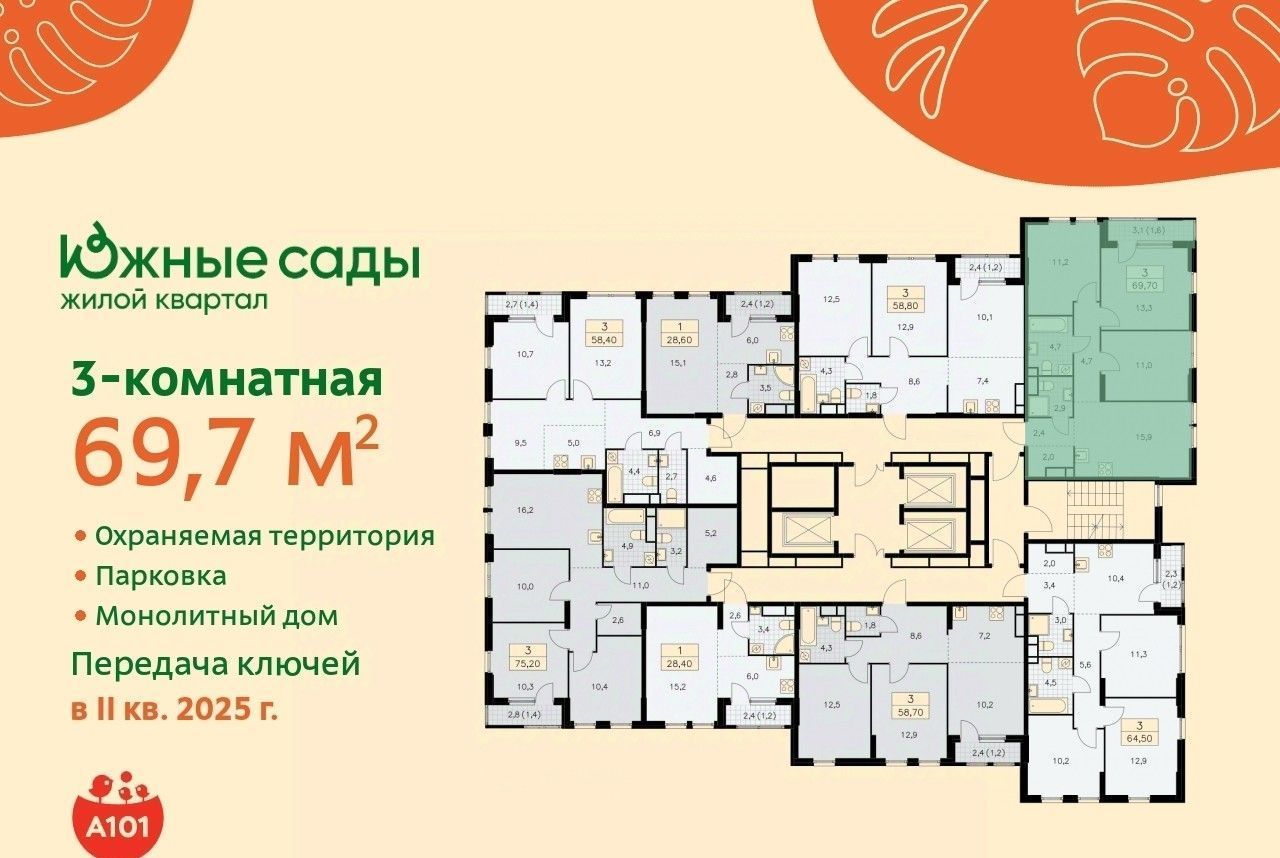 квартира г Москва метро Бунинская аллея ЖК «Южные сады» к 2. 2 фото 2