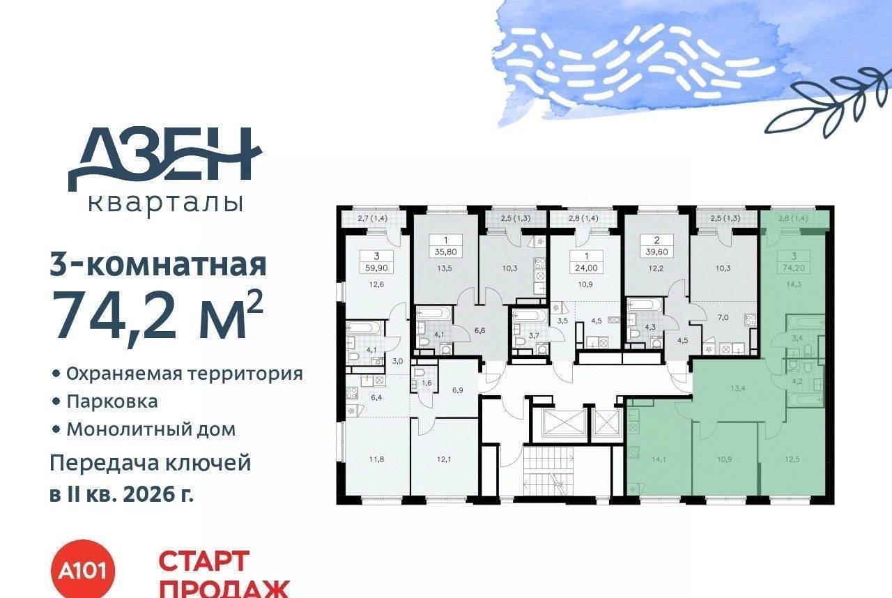 квартира г Москва п Сосенское метро Коммунарка ЖР «Дзен-кварталы» 4/3 фото 2