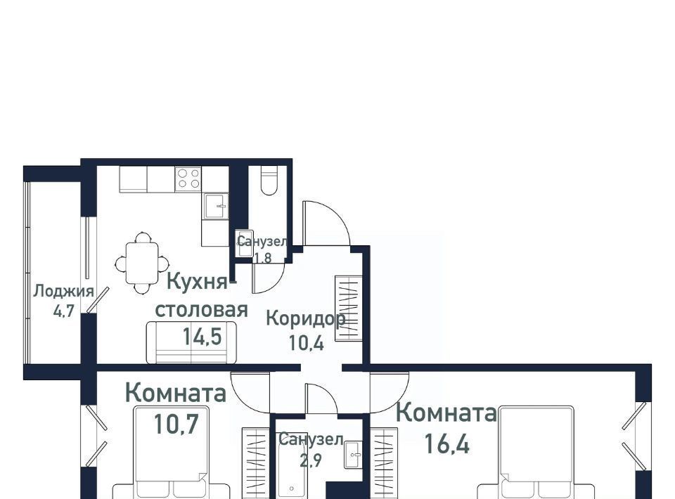 квартира р-н Сосновский п Западный микрорайон «Просторы» Кременкульское с/пос фото 1