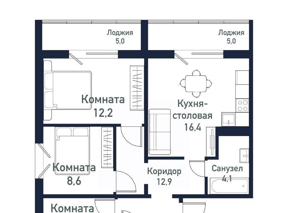 квартира р-н Сосновский п Западный р-н мкр Притяжение Кременкульское с/пос, 7-й кв-л фото 1