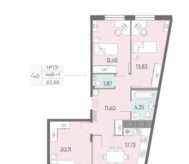 квартира г Санкт-Петербург метро Фрунзенская наб Миклухо-Маклая 1к/1 фото 1