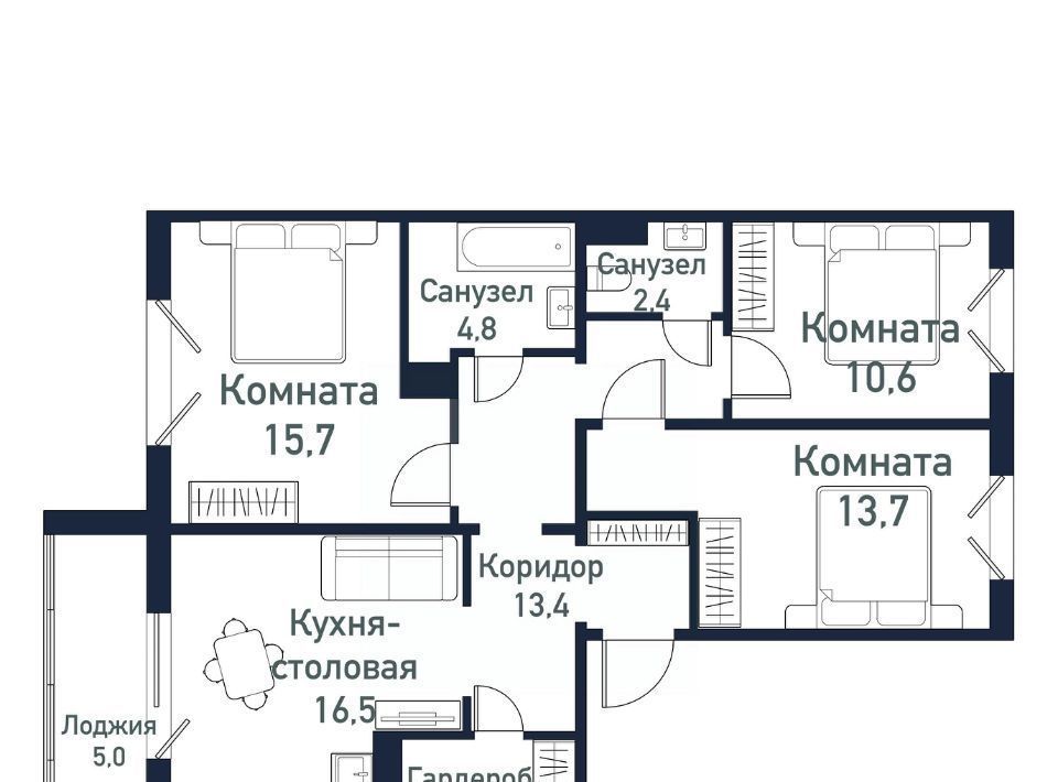 квартира р-н Сосновский п Западный микрорайон «Просторы» Кременкульское с/пос фото 1