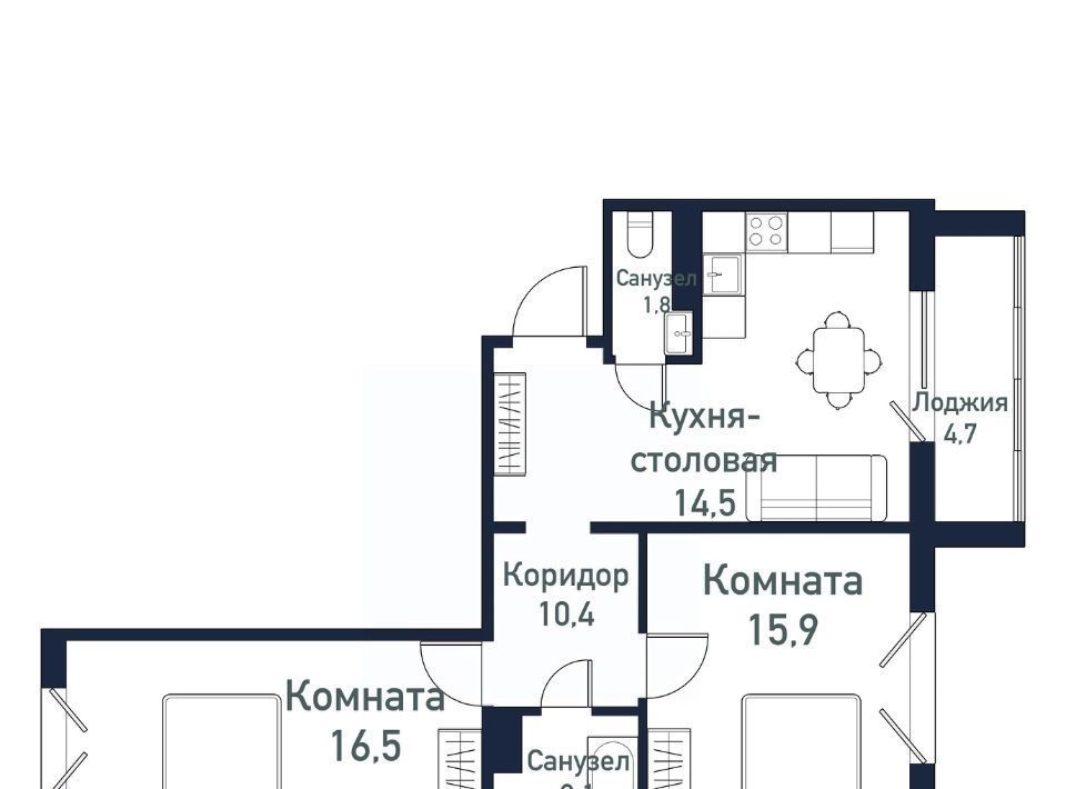 квартира р-н Сосновский п Западный р-н мкр Притяжение Кременкульское с/пос, 7-й кв-л фото 1