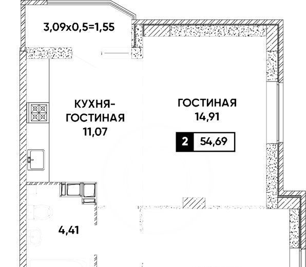 квартира г Краснодар р-н Прикубанский микрорайон «Губернский» фото 1