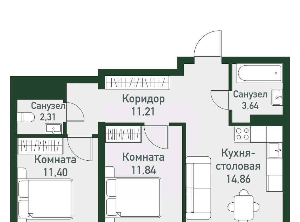 квартира р-н Сосновский п Западный р-н мкр Привилегия Кременкульское с/пос фото 1