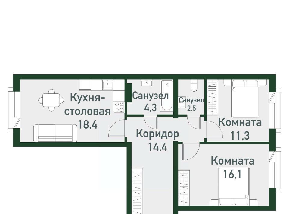 квартира р-н Сосновский п Западный р-н мкр Привилегия Кременкульское с/пос фото 1