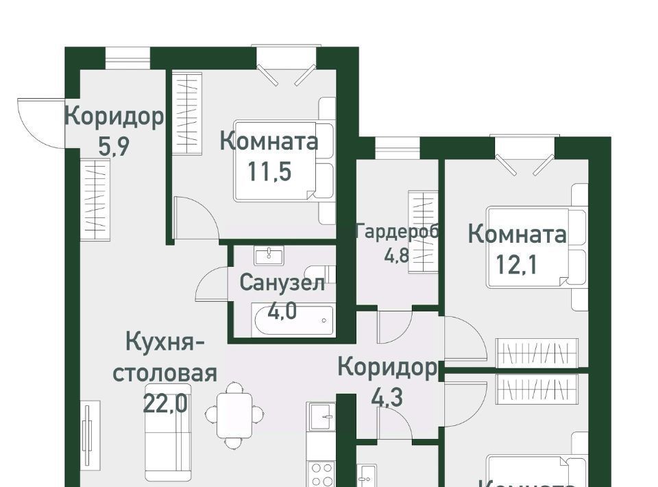 квартира р-н Сосновский п Западный р-н мкр Привилегия Кременкульское с/пос фото 1