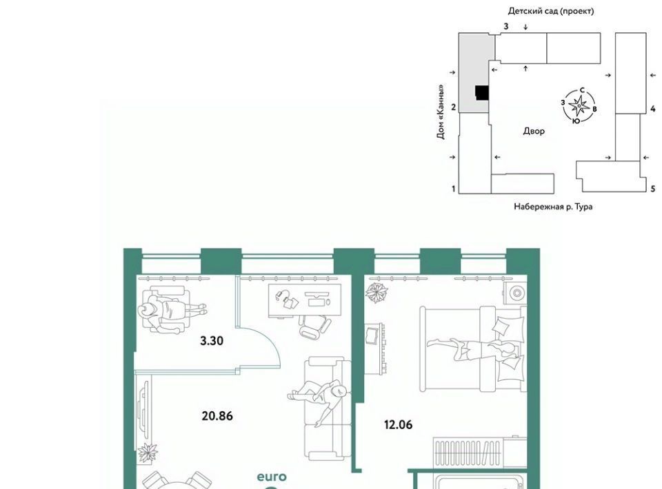 квартира г Тюмень р-н Центральный ул Береговая 100к/1 фото 1