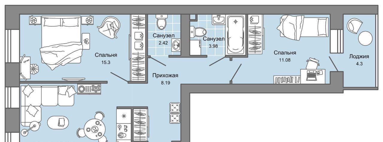 квартира г Ульяновск р-н Заволжский Новый Город ЖК Центрополис 4 Центральный кв-л фото 1