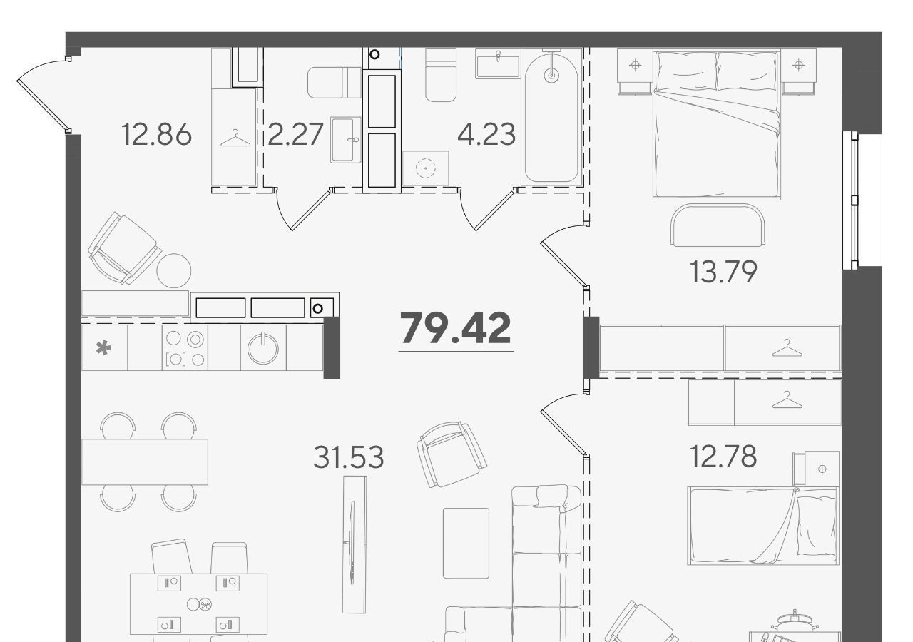 Продам двухкомнатную новостройку на улице Большой 62 Адмиралтейская слобода  Кремлёвская в городе Казани жилой комплекс 79.0 м² этаж 4/7 23787878 руб  база Олан ру объявление 105000187