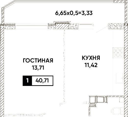 квартира г Краснодар р-н Прикубанский микрорайон «Губернский» фото 1