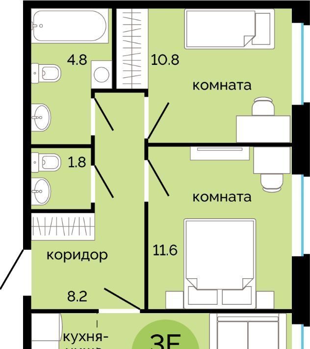 квартира г Пермь р-н Свердловский Краснова ЖК Красное яблоко фото 1