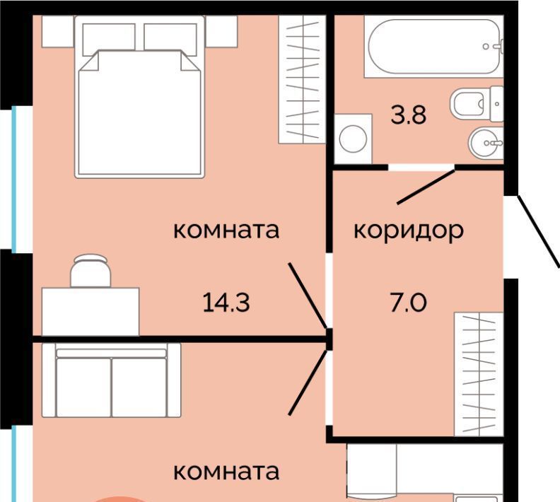 квартира г Пермь р-н Свердловский Краснова ЖК Красное яблоко фото 1