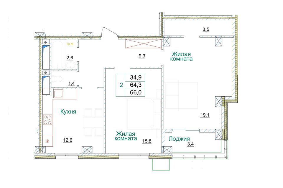 квартира г Старый Оскол мкр Космос 11 Старооскольский городской округ фото 3