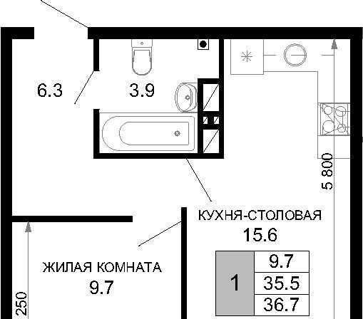 квартира г Краснодар р-н Прикубанский ЖК «Дыхание» фото 6