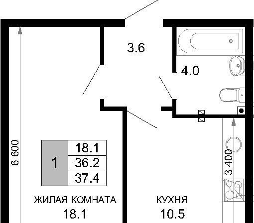 квартира г Краснодар р-н Прикубанский ул им. лётчика Позднякова 2 фото 6