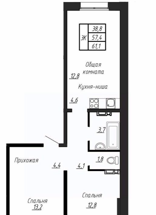 квартира р-н Тосненский п Тельмана ЖК «Сибирь» Тельмановское с/пос, Рыбацкое фото 1