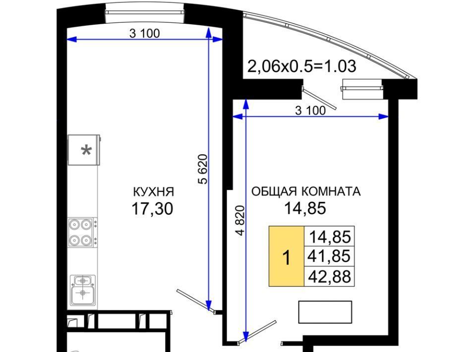 квартира г Краснодар р-н Прикубанский мкр им Петра Метальникова ЖК «Лучший» фото 1