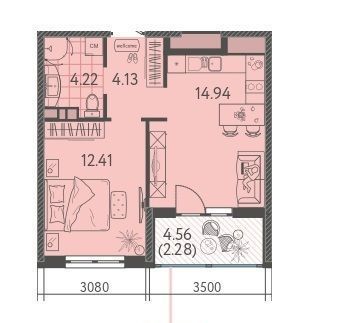 квартира г Краснодар р-н Прикубанский ул им. Кудухова Б.С. 3 фото 1