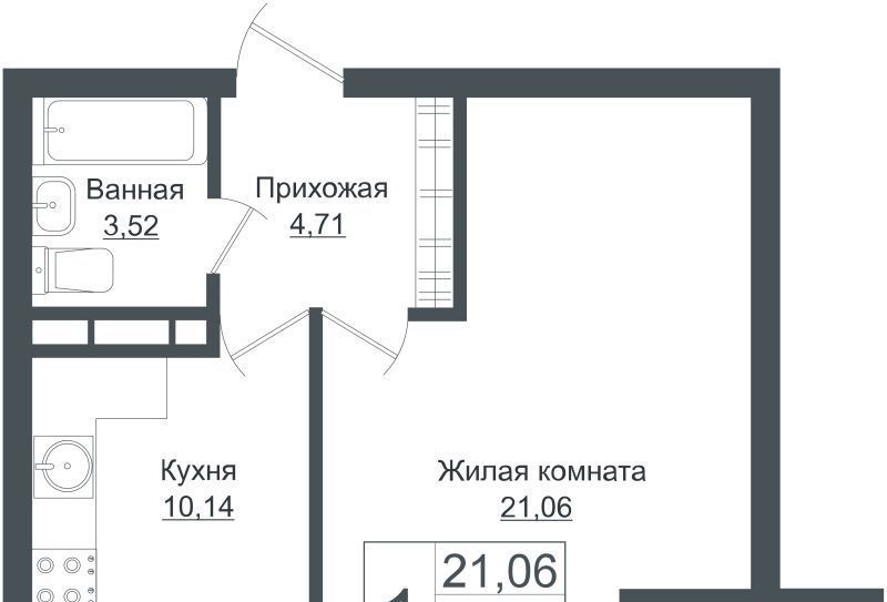 квартира г Краснодар р-н Прикубанский ЖК «Европа-Сити» фото 1