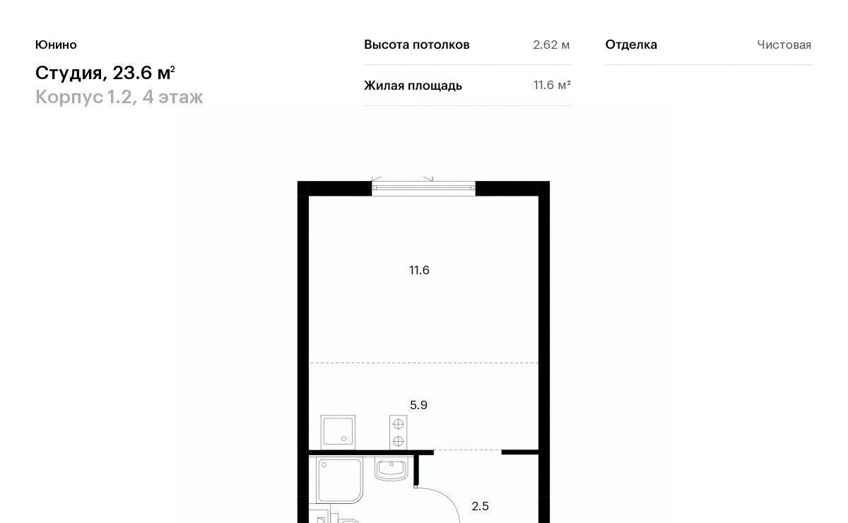 квартира г Москва метро Щербинка ЖК Юнино 1/1 фото 1