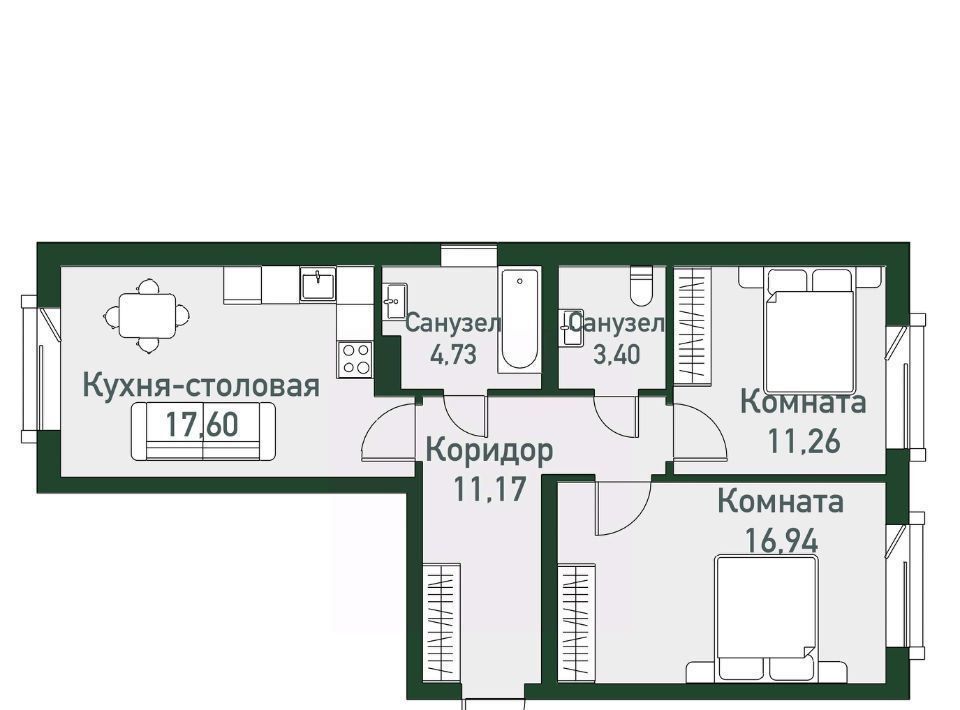 квартира р-н Сосновский п Западный р-н мкр Привилегия Кременкульское с/пос фото 1