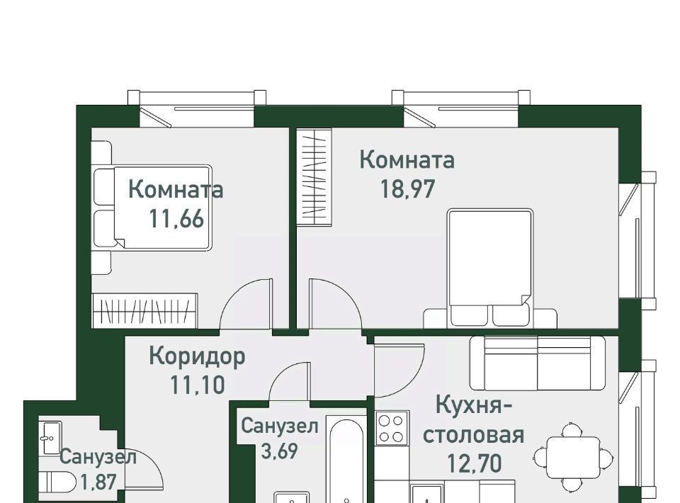 квартира р-н Сосновский п Западный р-н мкр Привилегия Кременкульское с/пос фото 1