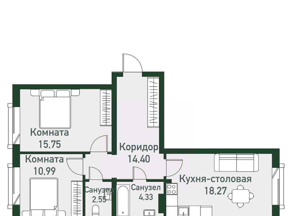 квартира р-н Сосновский п Западный р-н мкр Привилегия Кременкульское с/пос фото 1