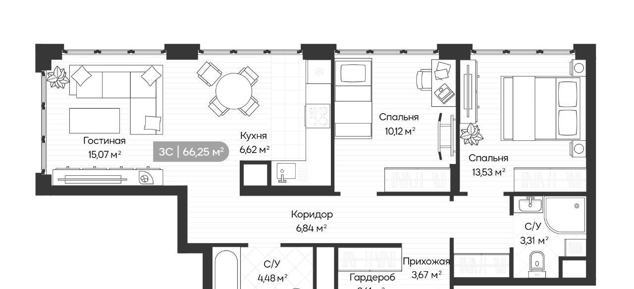 квартира г Новосибирск Речной вокзал ул Ленинградская 340 фото 1