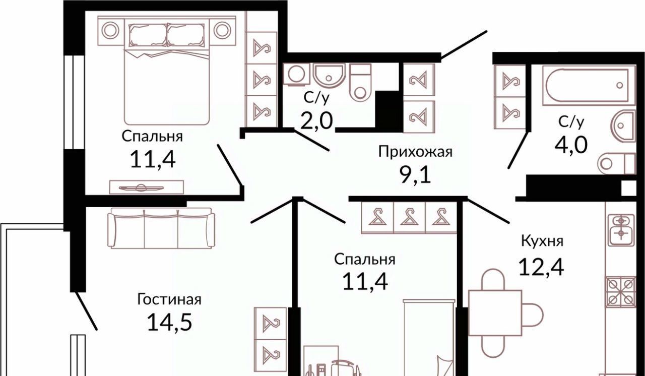 квартира г Краснодар р-н Прикубанский ш. Ближний Западный Обход, 2к 3 фото 1