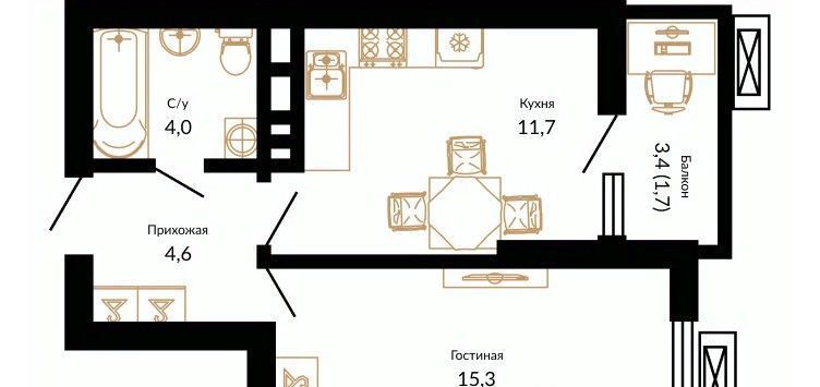 квартира г Краснодар р-н Прикубанский ЖК «Краснодар» ул. Даниила Смоляна, 71 фото 1