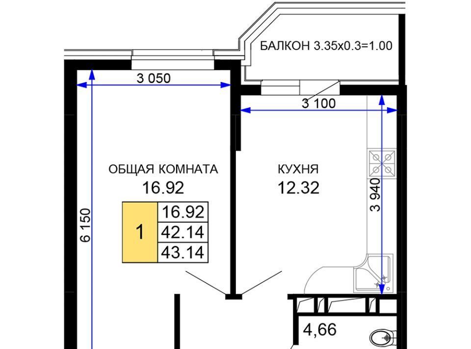 квартира г Краснодар р-н Прикубанский мкр им Петра Метальникова ЖК «Лучший» фото 1