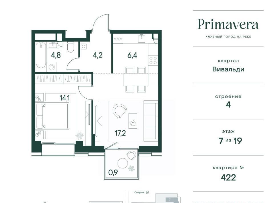 квартира г Москва метро Спартак СЗАО Покровское-Стрешнево Северо-Западный ао, Вивальди кв-л, Клубный Город на Реке Примавера жилой комплекс фото 1