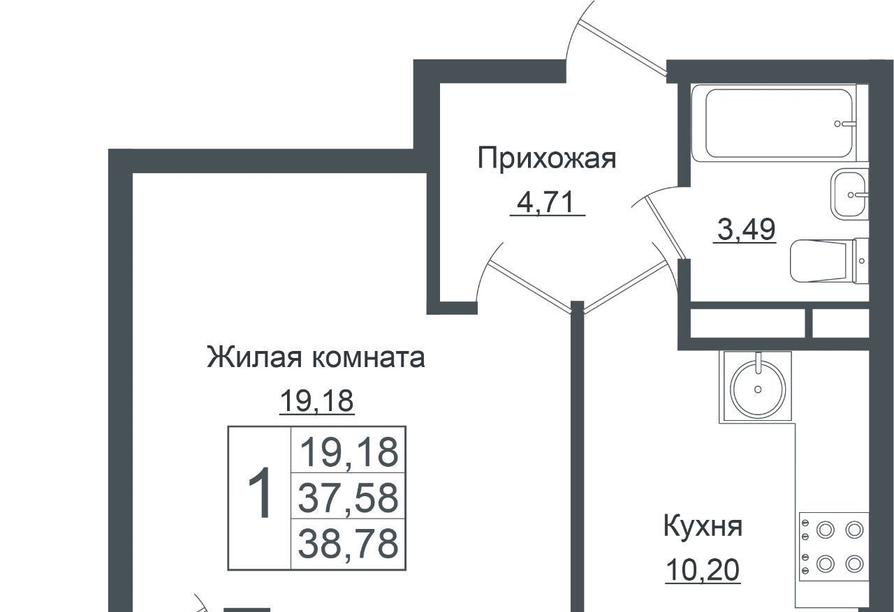 квартира г Краснодар р-н Прикубанский ЖК «Европа-Сити» фото 1