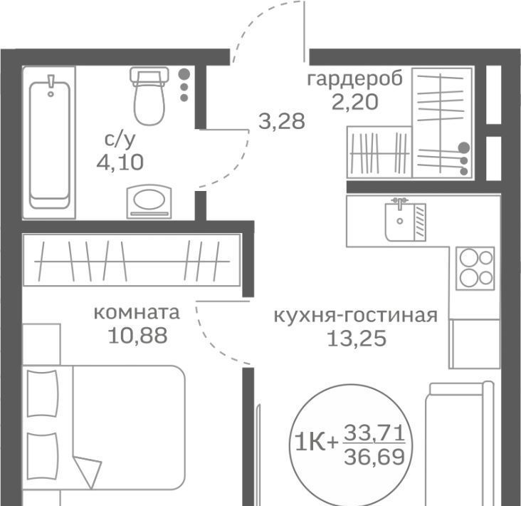 квартира р-н Тюменский д Патрушева Жилой Меридиан Юг кв-л фото 1