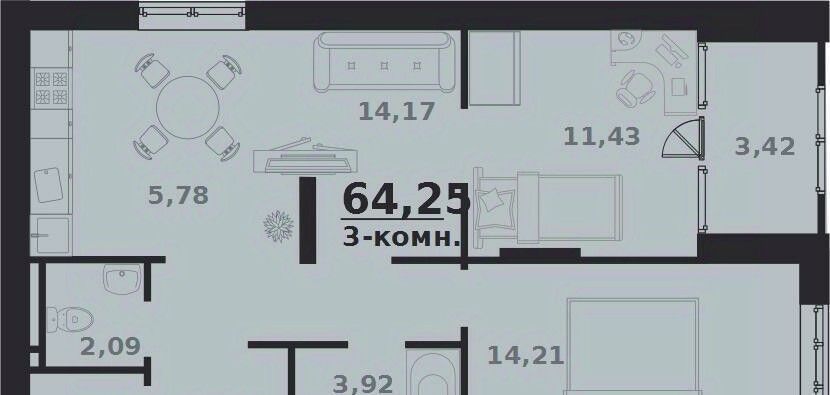 квартира г Ульяновск р-н Заволжский Новый Город ЖК Атмосфера 4 17-й кв-л фото 1