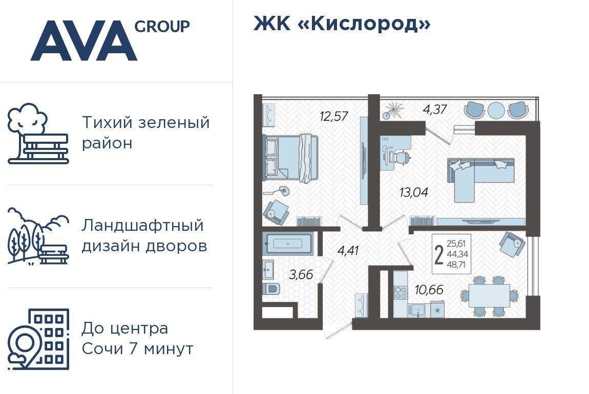 квартира г Сочи р-н Хостинский ЖК «Кислород» 13 фото 1