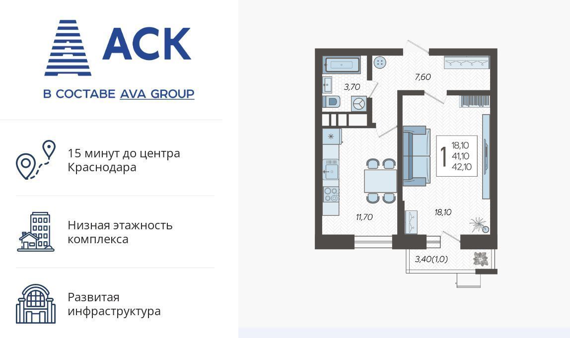 квартира г Краснодар р-н Прикубанский микрорайон 9-й километр ул Ярославская 115/4 фото 1